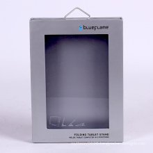 Customized tablet packaging gift box with metal hook and PVC window